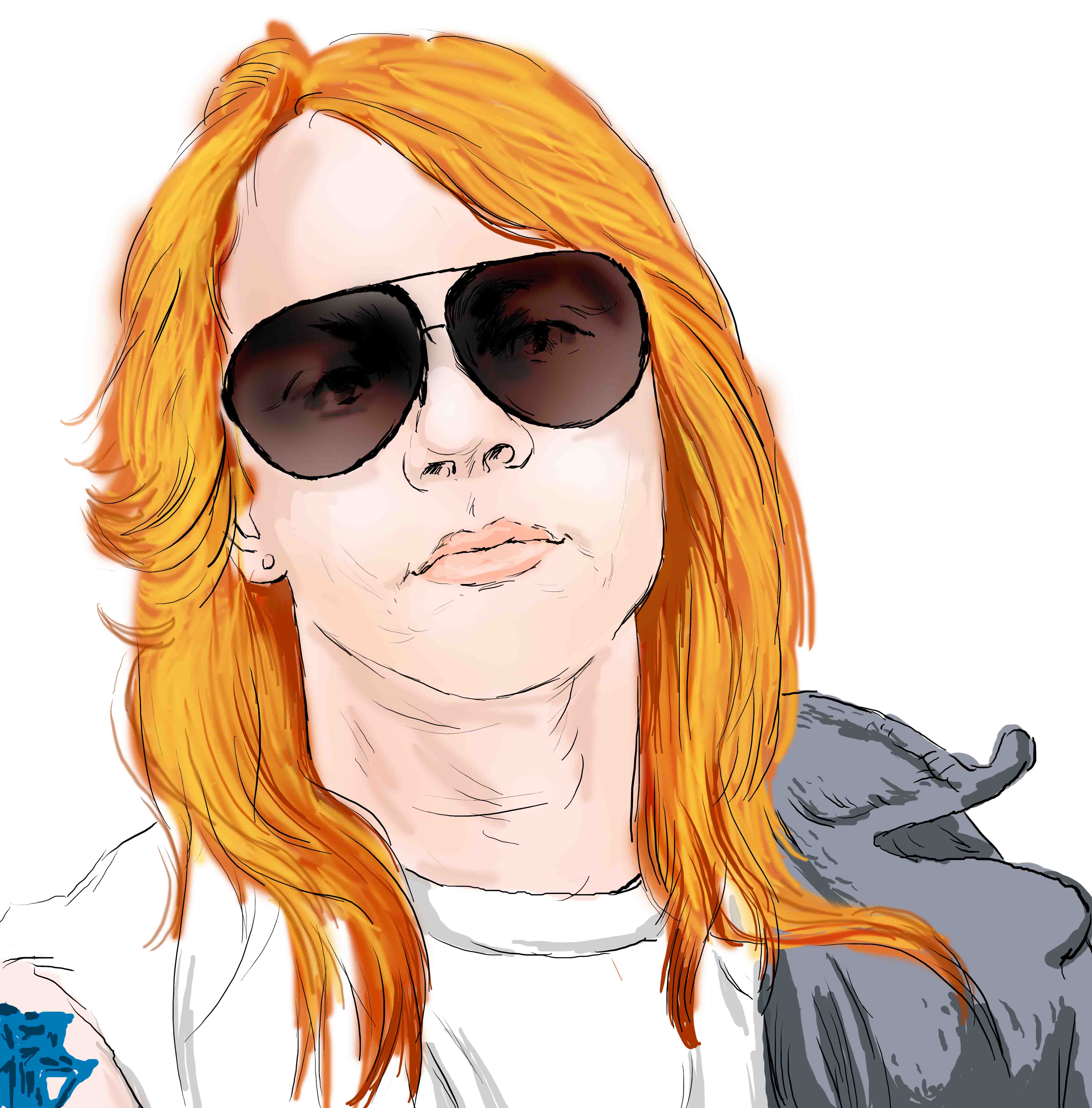 Hand-drawn sketch of Axl Rose