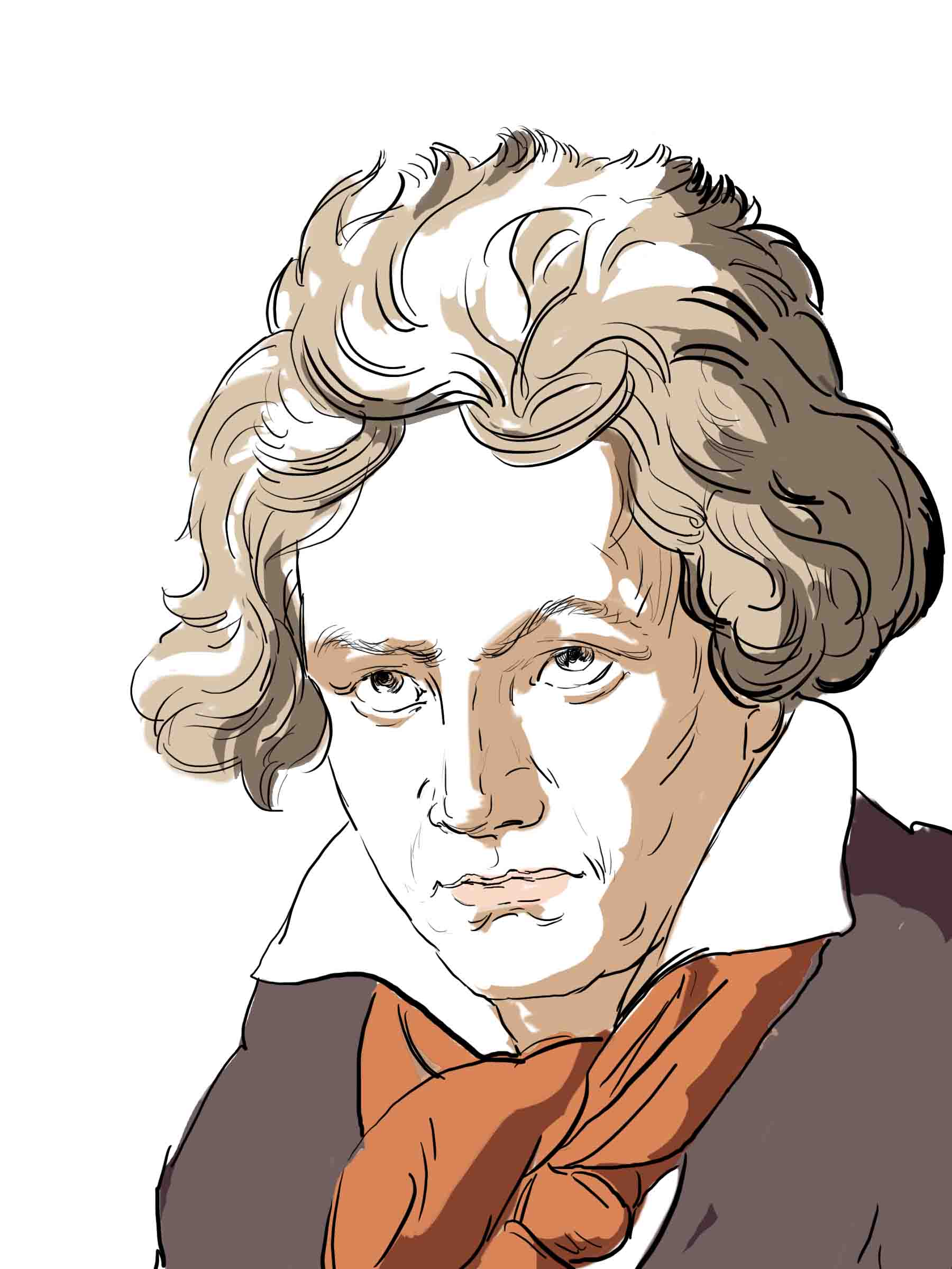 Hand-drawn sketch of Ludwig van Beethoven