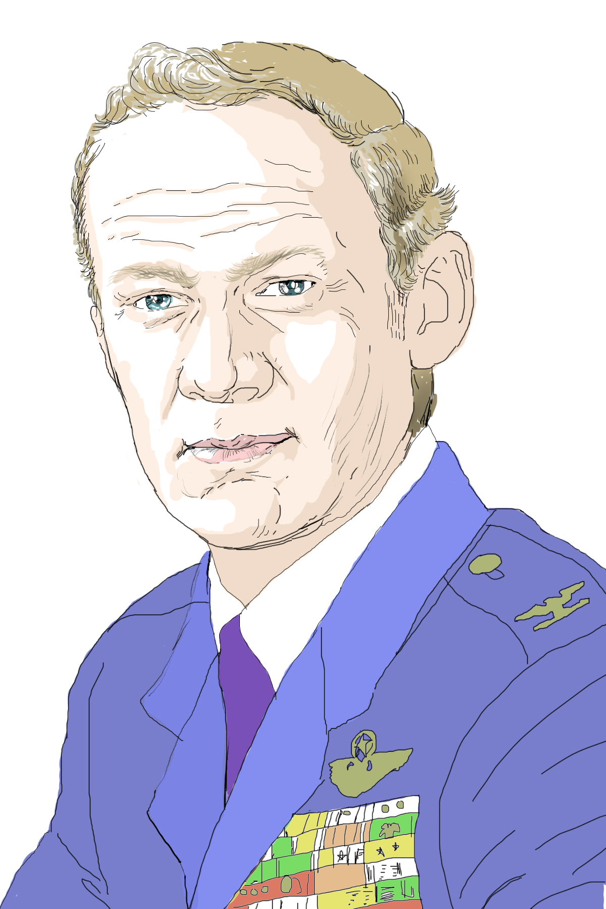 Hand-drawn sketch of Buzz Aldrin