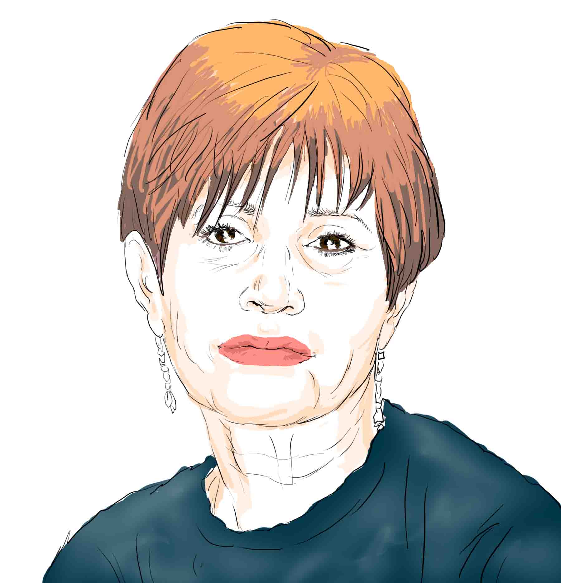 Hand-drawn sketch of Carrie Fisher