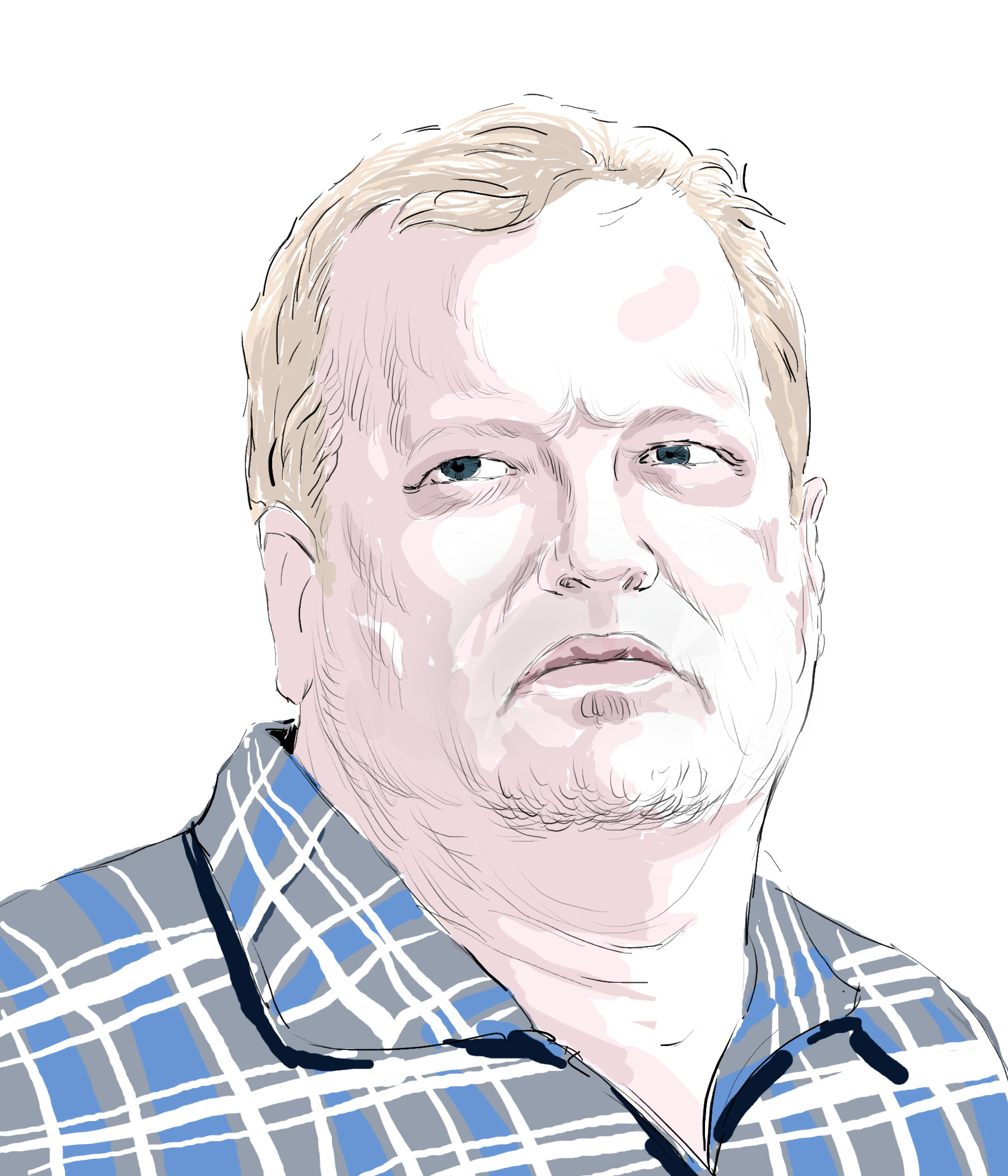 Hand-drawn sketch of Drew Carey