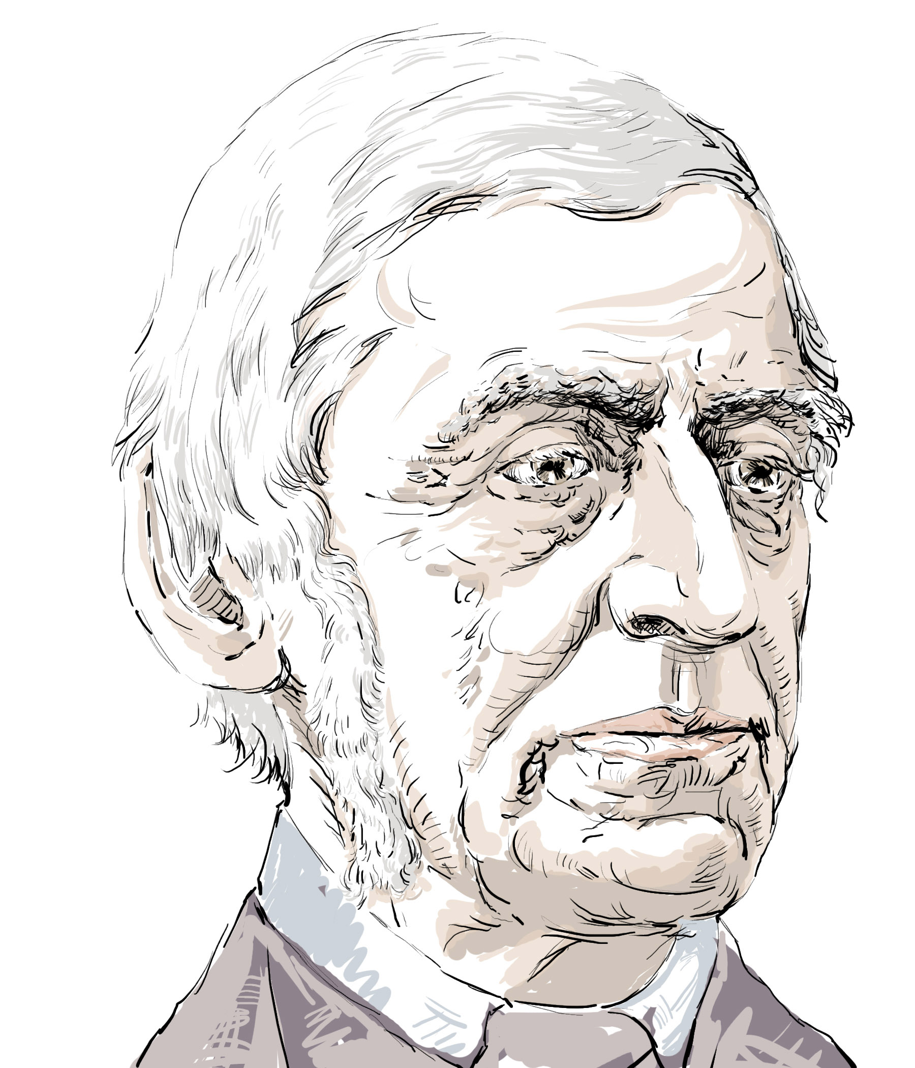 Hand-drawn sketch of Ralph Waldo Emerson