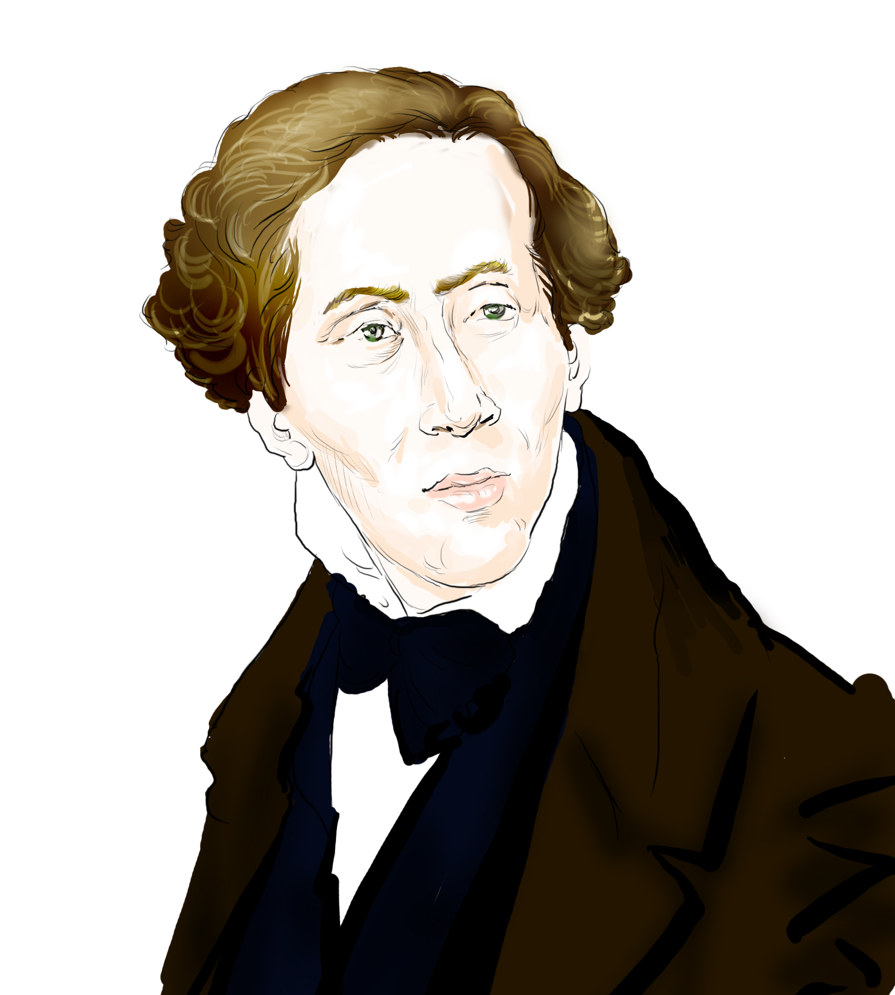 Hand-drawn sketch of Hans Christian Andersen