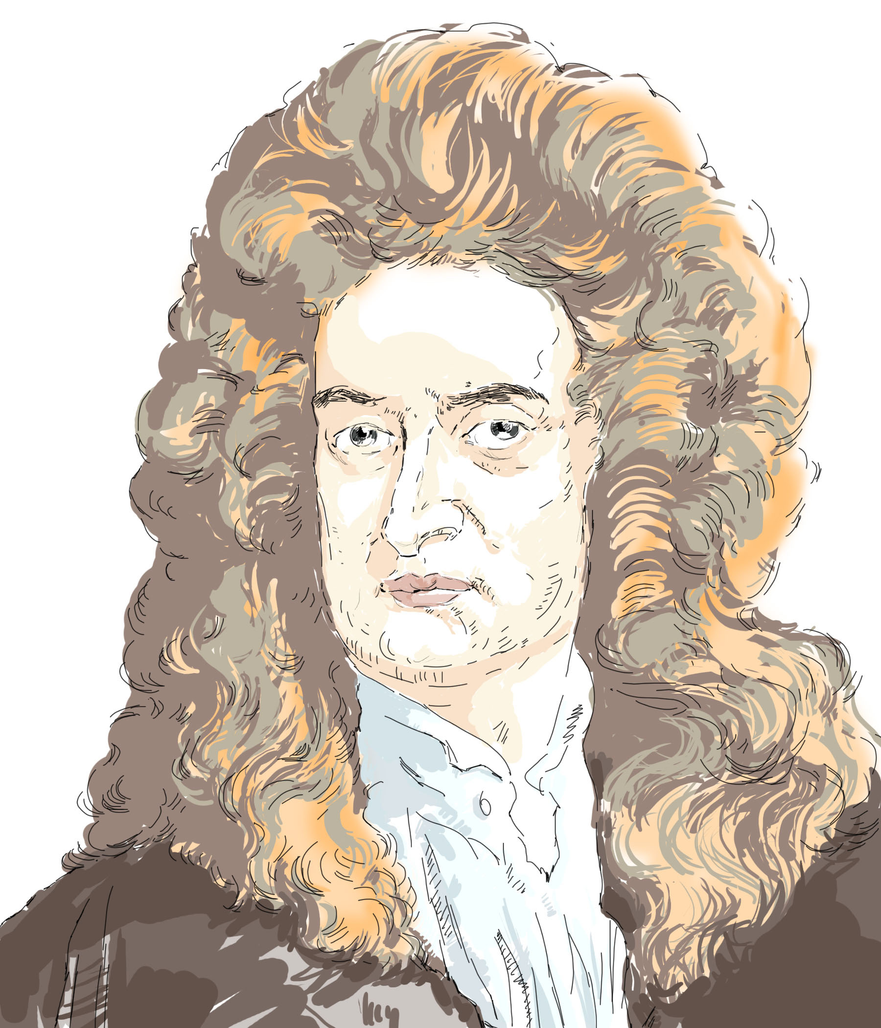 Hand-drawn sketch of Isaac Newton