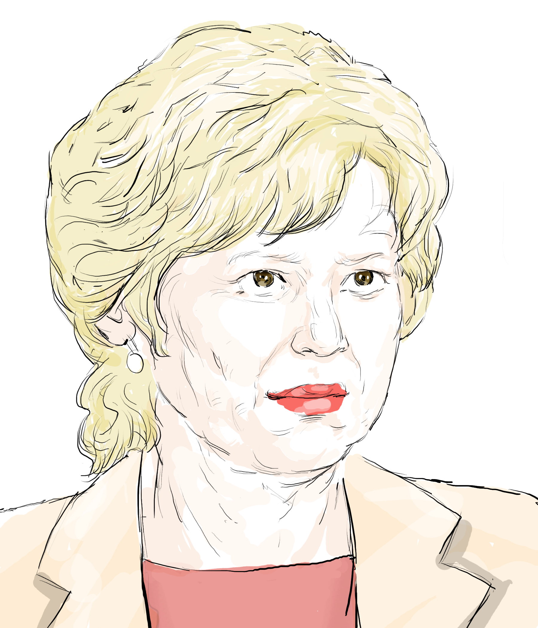 Hand-drawn sketch of Jane Pauley