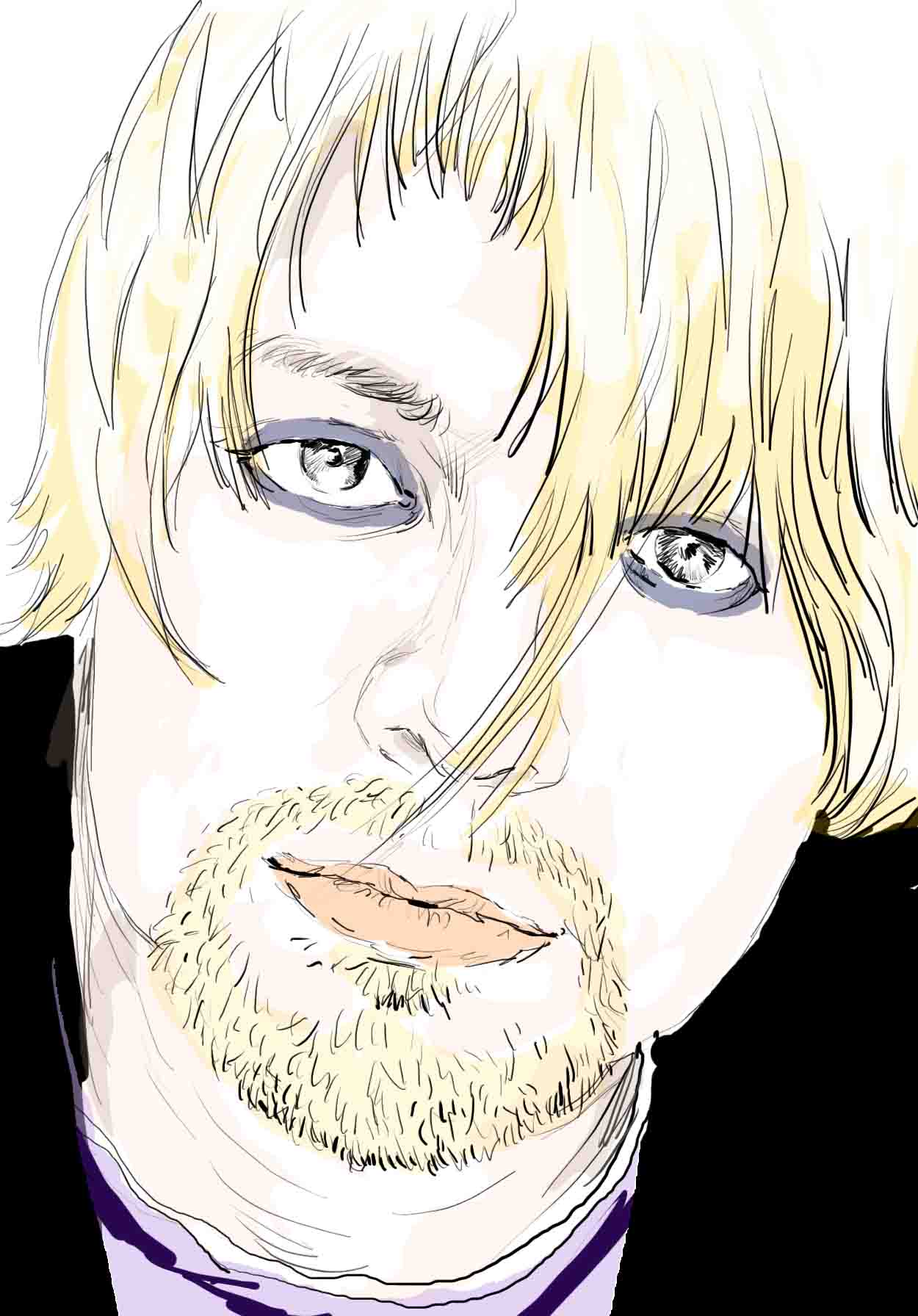 Hand-drawn sketch of Kurt Cobain