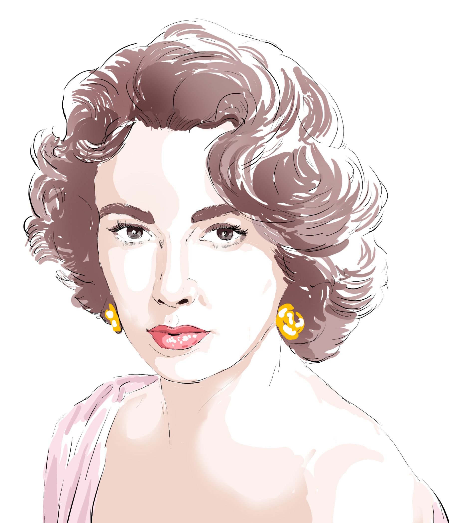 Hand-drawn sketch of Elizabeth Taylor