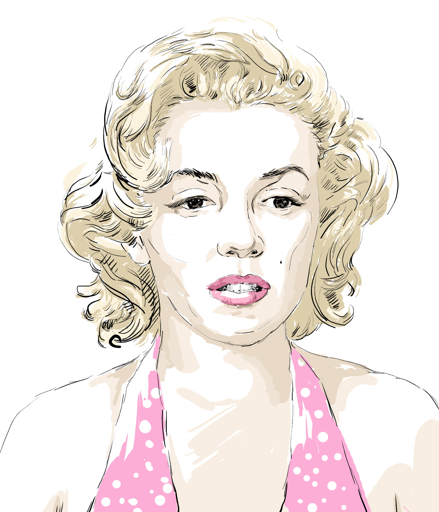 Hand-drawn sketch of Marilyn Monroe