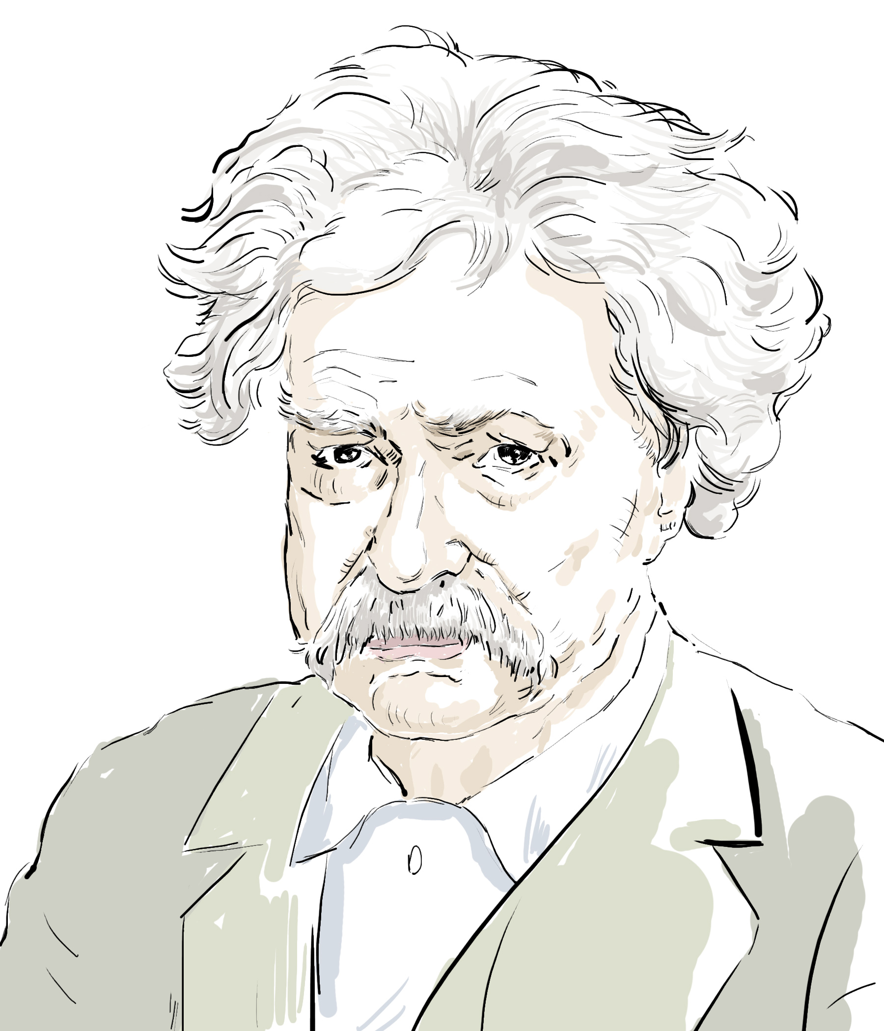 Hand-drawn sketch of Mark Twain