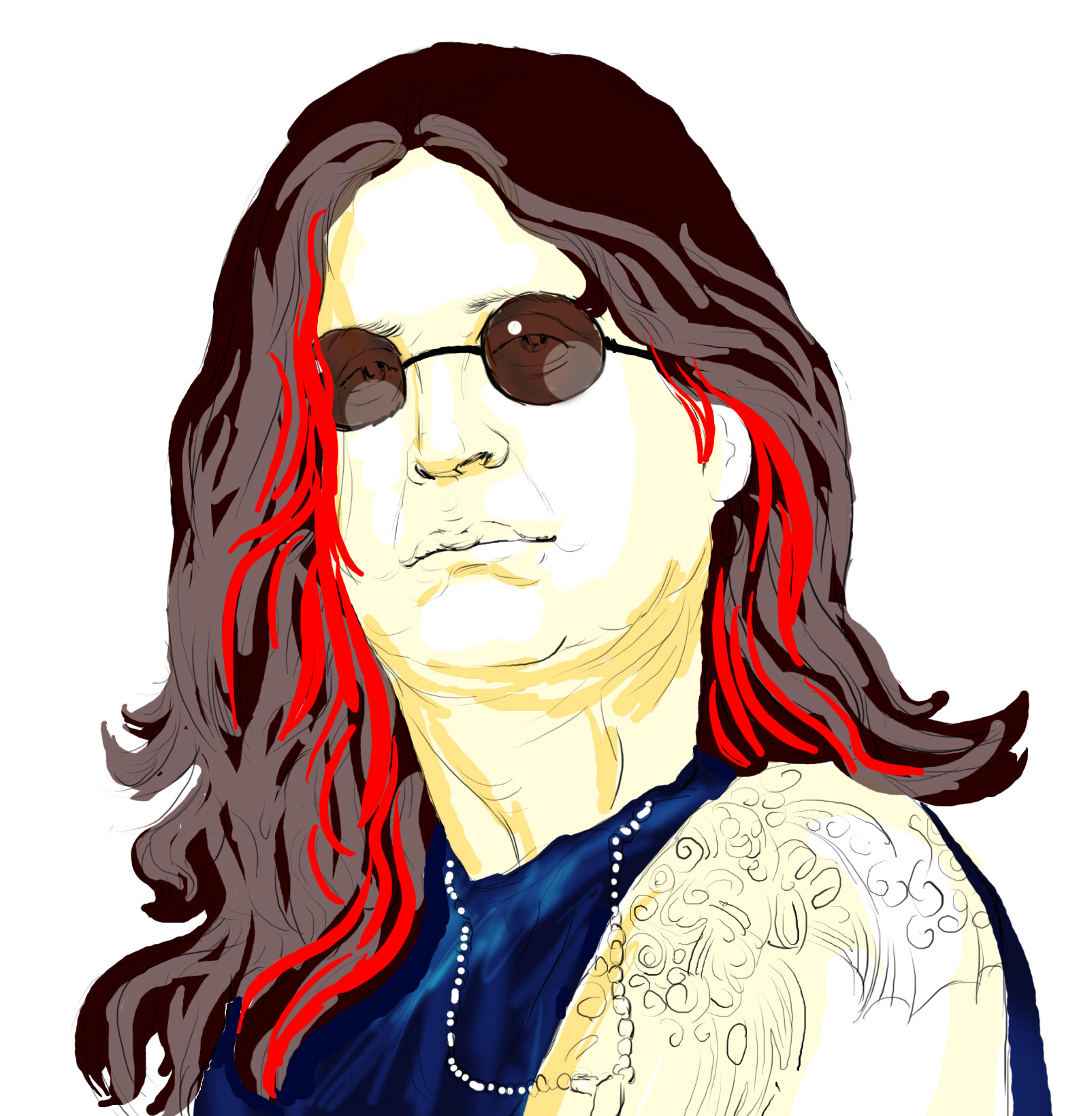 Hand-drawn sketch of Ozzy Osbourne