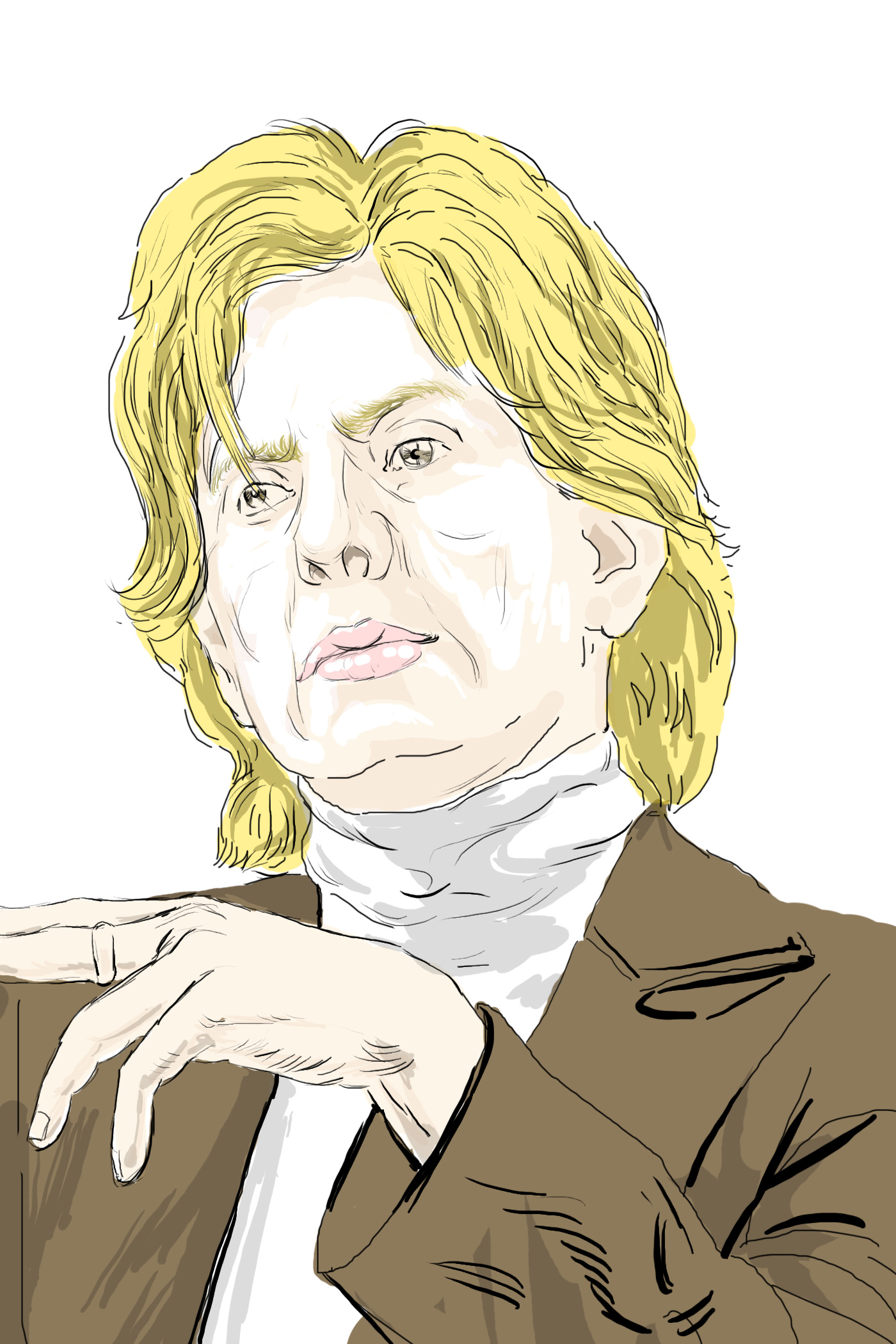 Hand-drawn sketch of Patricia Cornwell