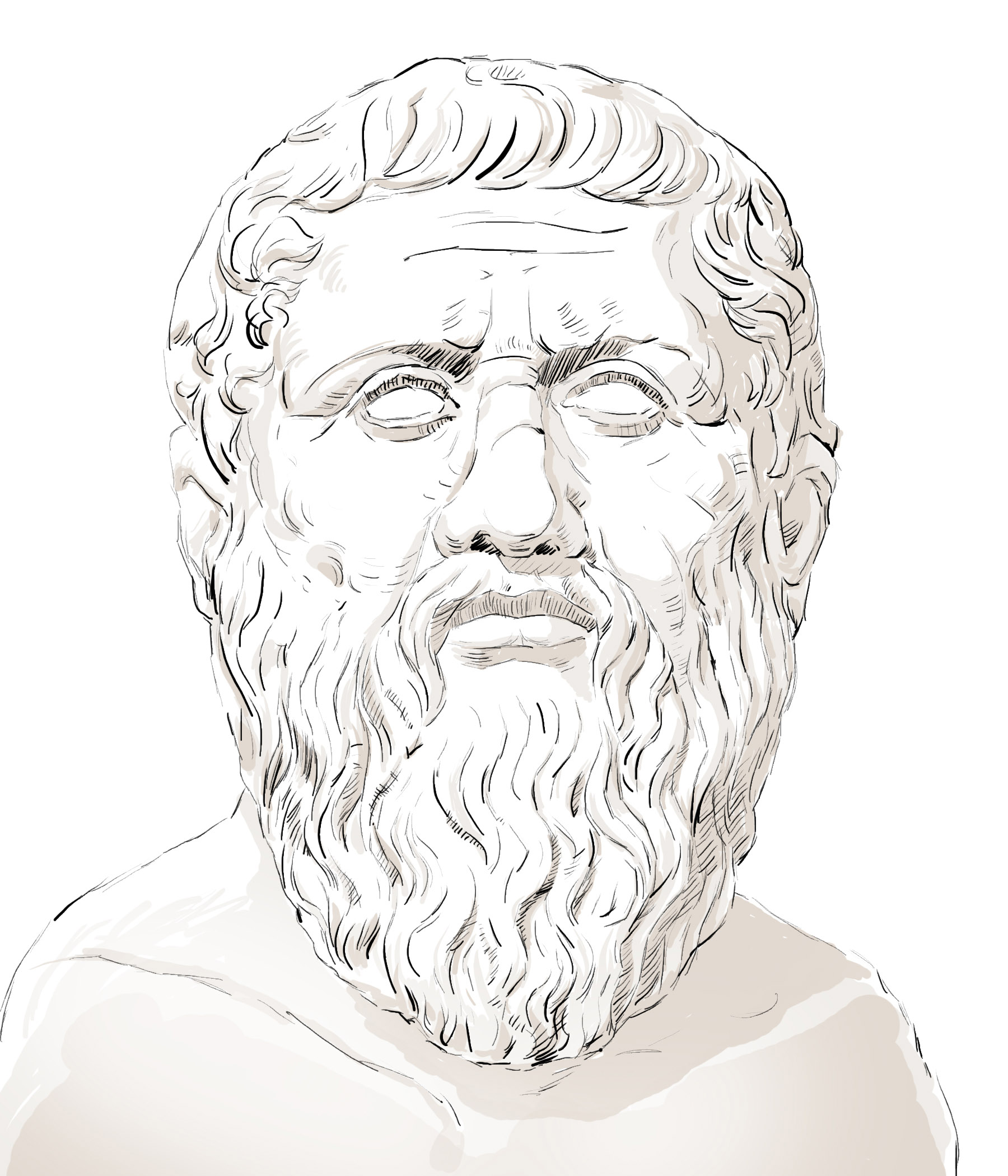 Hand-drawn sketch of Plato