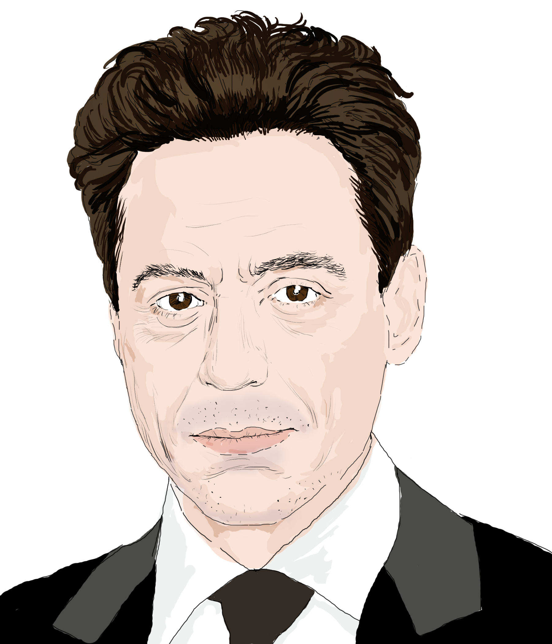 Hand-drawn sketch of Robert Downey Jr.