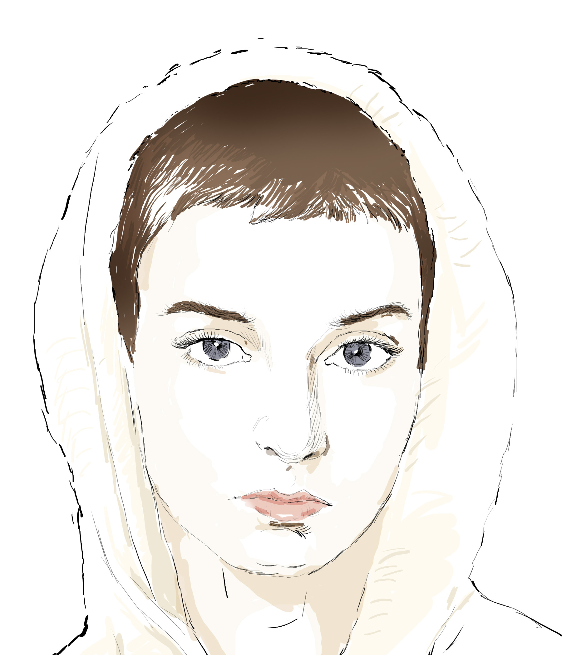 Hand-drawn sketch of Sinead O'Connor