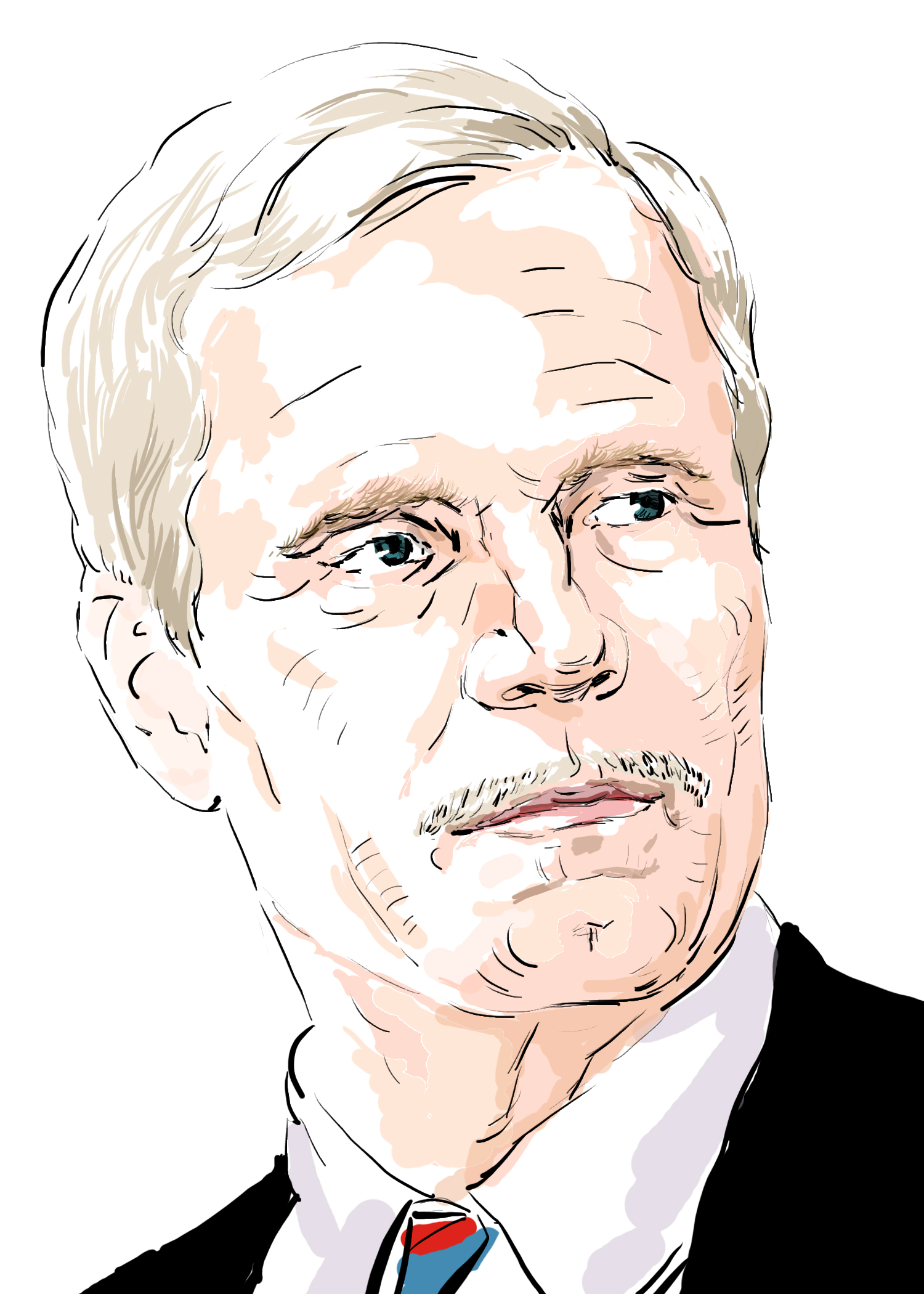 Hand-drawn sketch of Ted Turner