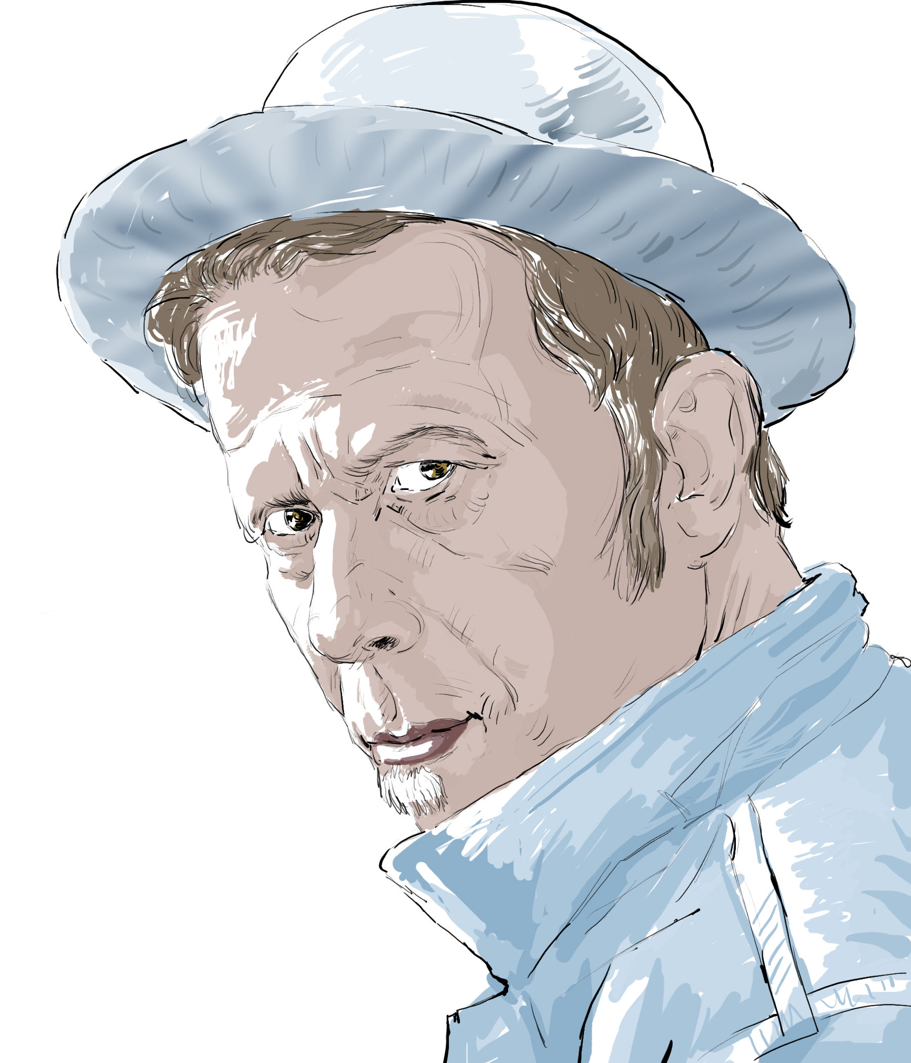Hand-drawn sketch of Tom Waits