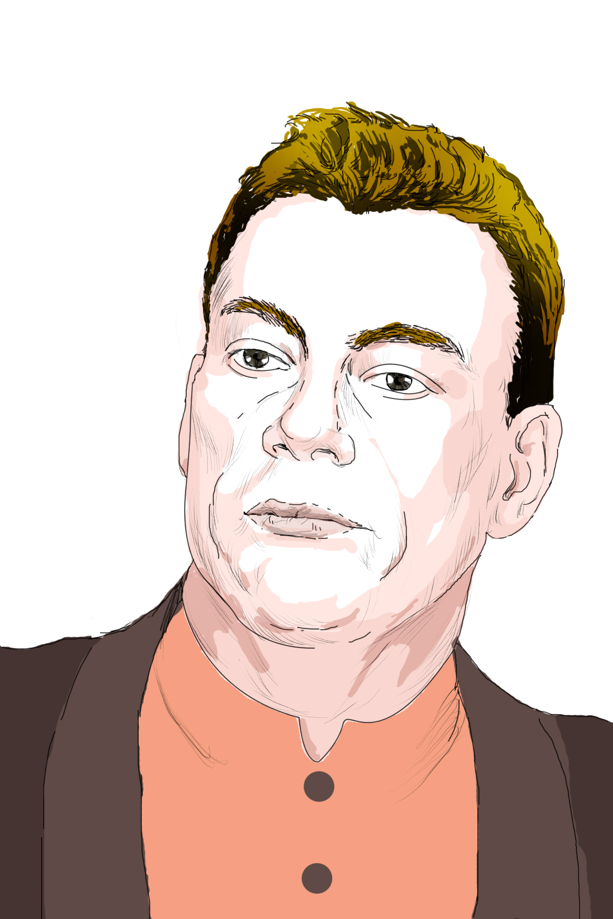 Hand-drawn sketch of Jean-Claude Van Damme