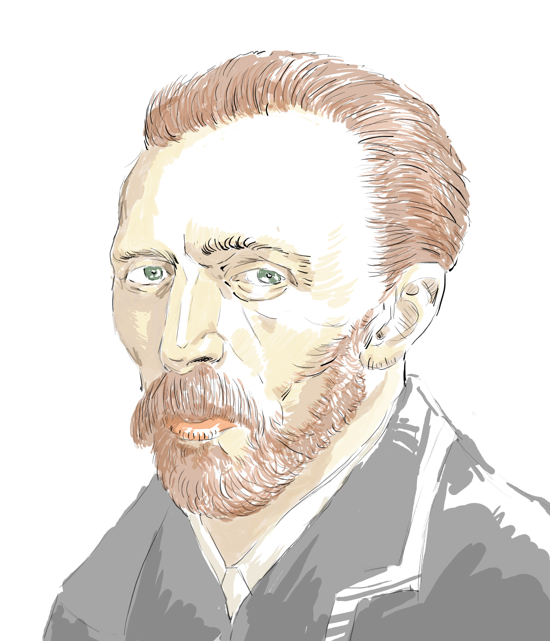 Hand-drawn sketch of Vincent van Gogh