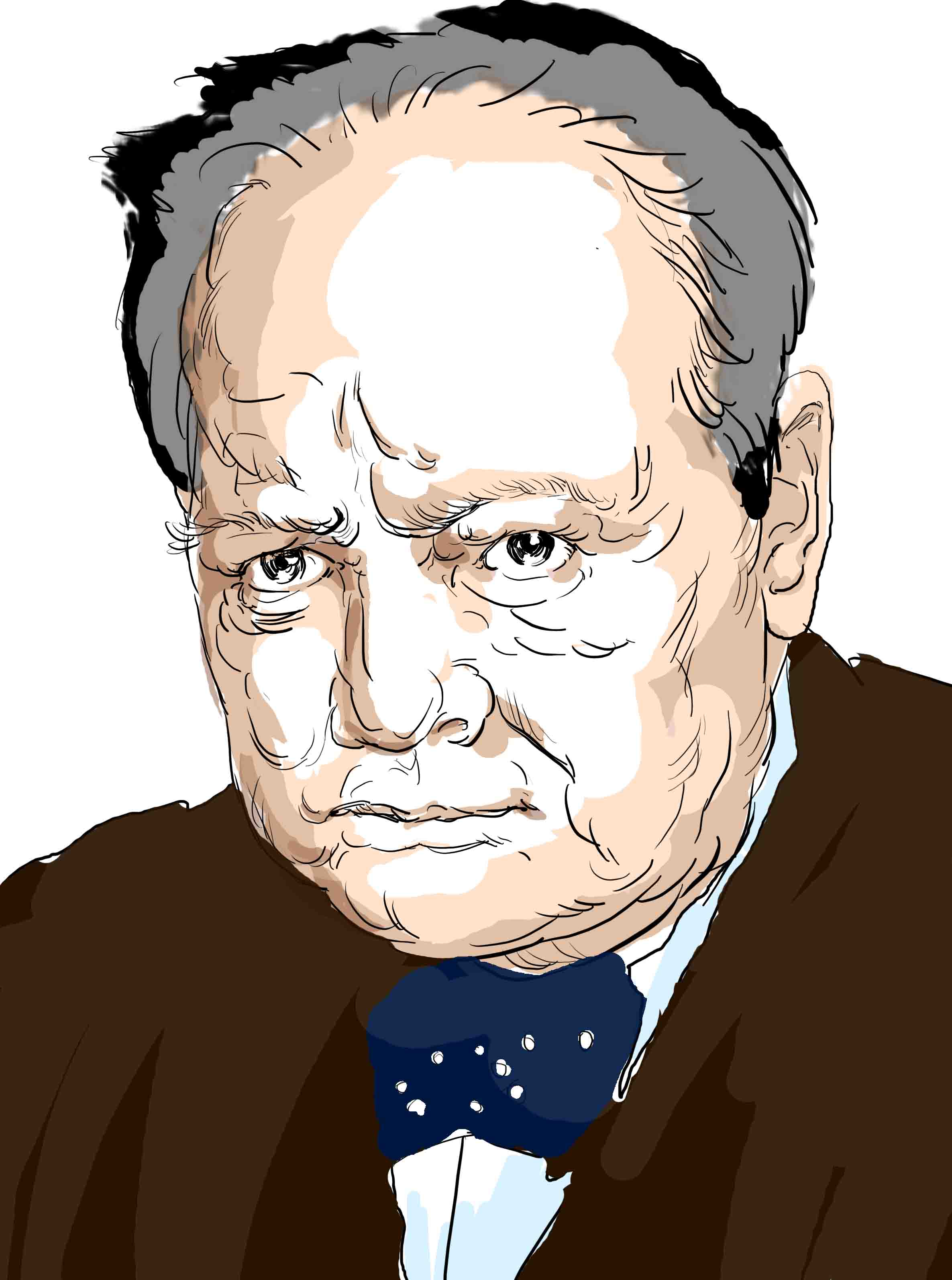 Hand-drawn sketch of Winston Churchill